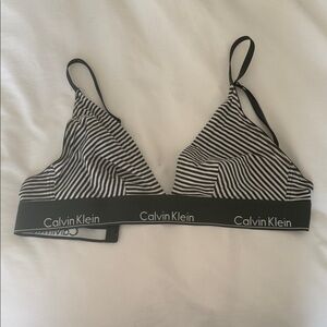 Calvin Klein green and White Striped Bralette